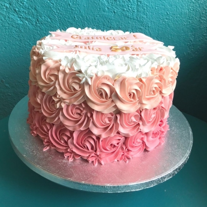 pink rosettes cake