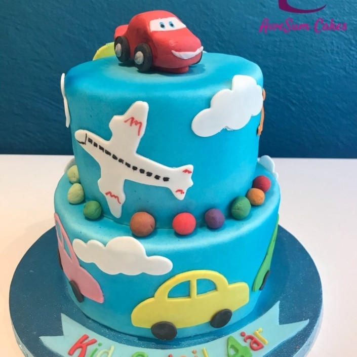 two tier cars cake